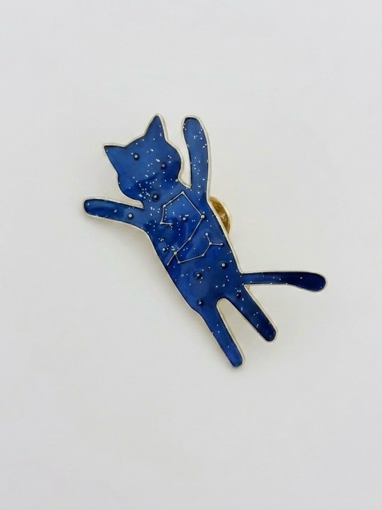 Jewelry - Celestial Cat Blue Enamel Constellation Pin